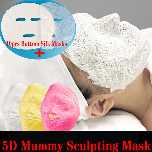 50pcs 5d Mummy Sculpting Mask con maschere di seta inferiore da 10 pezzi per v -forma a forma di forma spacciaio cinguetta sbiancante per sollevare il serviello serratura luminosa luminosa.