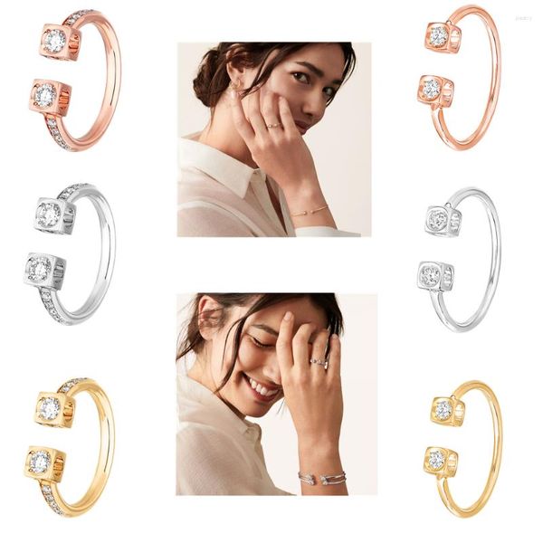 Кластерные кольца Le Cube Diamant Series Zircon Diamond Luxury Deluxu Jewelry Ring для женщин золото 925 стерлинговое серебро французское нишевое стиль.