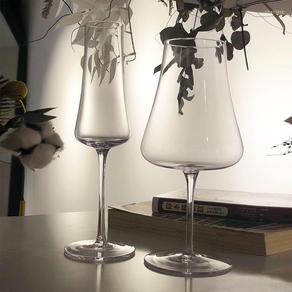 Şarap Gözlükleri Nordic kurşunsuz kristal cam saf el yapımı kırmızı fincan kadeh büyük kapasiteli bordo şampanya ev içecek eşyaları