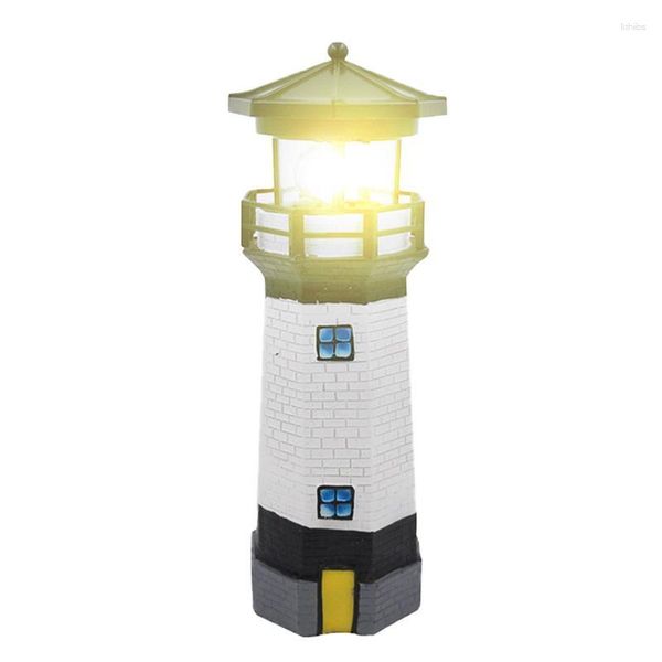 Gartendekorationen Leuchtturmstatue Form Solar LED Light Drehende Außenlampe wasserdichte Führung Landschaft Dekoration