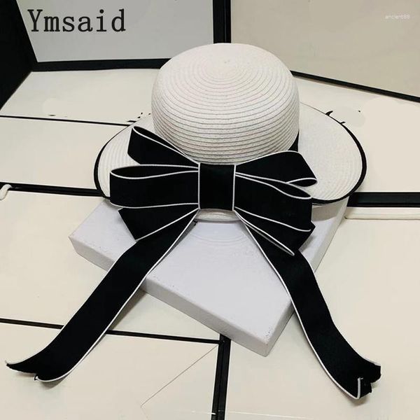 Cappelli larghi da donna Donne Summer Ribbon Paglie di paglia Fashion Beach Casual Sun Clamo Suncreno Blocco UV Protezione Femmina Panama Capo