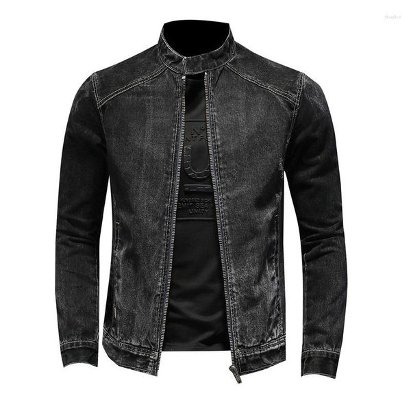 Jackets masculinos jeans casuais homens vintage Black lavado motocicleta cowboy casacats masculino jeans jeans de colarinho de clawre