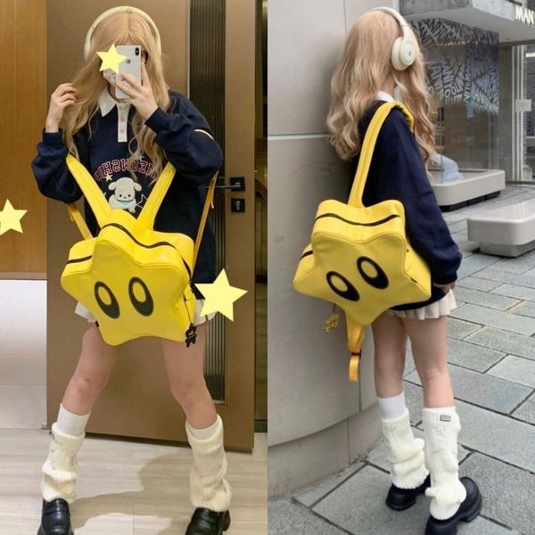 Mochilas Y2K Casual japonês coreano Kawaii Bag fofo Star Backpack Bags de estudantes bolsas escolares Viagens de garotas 230822