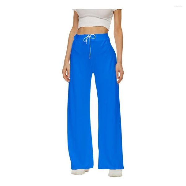 Frauenhose Sojinm Frauen baggy Jogginghose Jogger Blau fester Druck weit bein