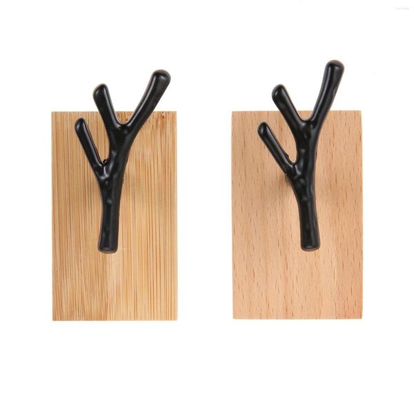 Ganchos 1pc Mount Mount Hook galhe gorçal forma de charneca de faia/bambu cabide de liga de bambu w/parafuso Chave/chapéu/casaco/decoração hardware