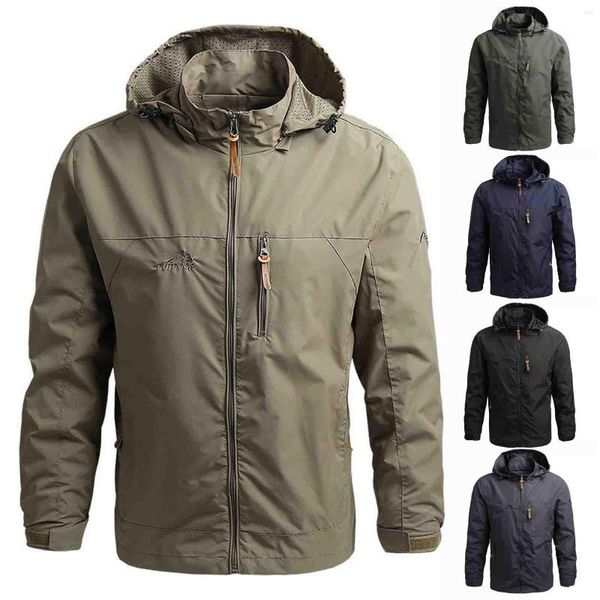 Jackets de montanhismo de jaquetas masculinas Casaco Casaco de Windbreaker Janta de chuva de caça à prova de tempo homens