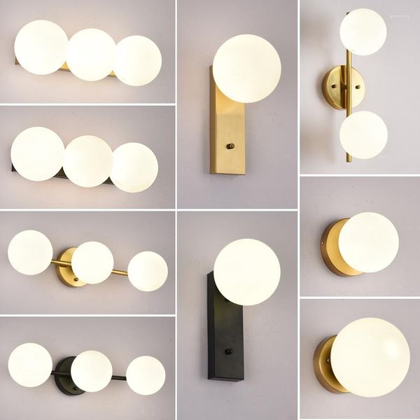 Lâmpada de parede nórdica Indoor G9 9W Lâmpadas LED decoração para quarto de estar com luzes de vidro Luzes de bola com iluminação doméstica