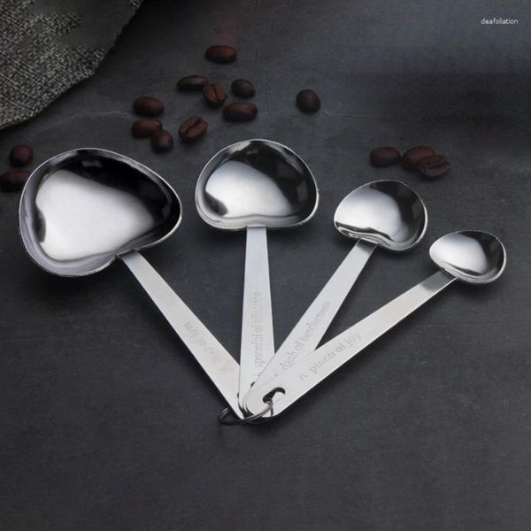 Ferramentas de medição 4pcs aço inoxidável Conjunto de aço do coração Medir a colher de chá de colher de chá de cozinha pequena ferramenta