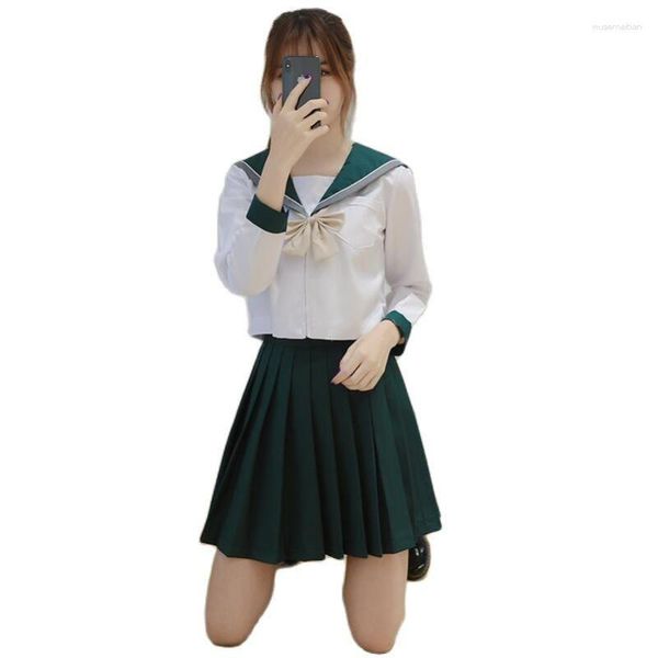 Set di abbigliamento Studente di scuola superiore JK Uniforme coreano in stile preppy marinaio femminile abito estivo costume britannico