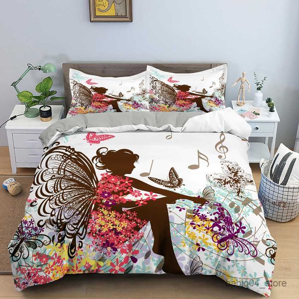 Conjuntos de cama folhas tropicais borboleta capa de edredão folhas padrão quente impresso colcha capas com caso conjuntos de cama 2/3 pçs r230901