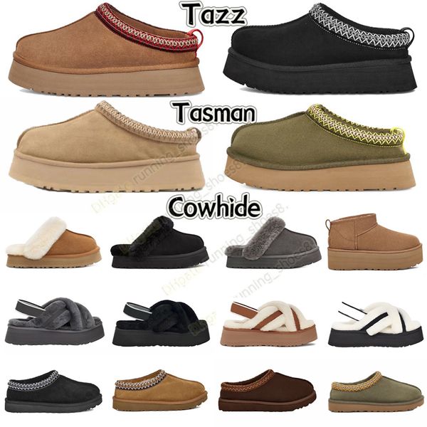 Avustralya Klasik Kar Botları Tasarımcı Ultra Mini Tasman Slipper Deal World Womens Tazz'ın ayak bileği patikleri Ujys Mini Yarı Sıcak Boot Kış Kürk Peluş Satin EU36-41