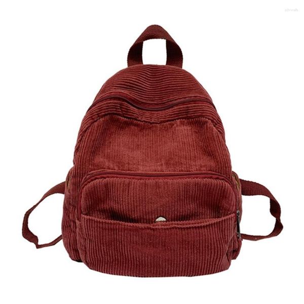 Schulbeutel Corduroy Mini Rucksack lässig Frauen Cross-Body-Tasche Weiche einfache Schülerbuchbags für Office-Reiseverständer und Handtaschen