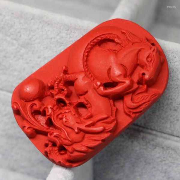 Colares pendentes design exclusivo de alta qualidade cinnabar esculpido corajas havogan dragão lucky jóias fit colar acessório 33 50mm b1535