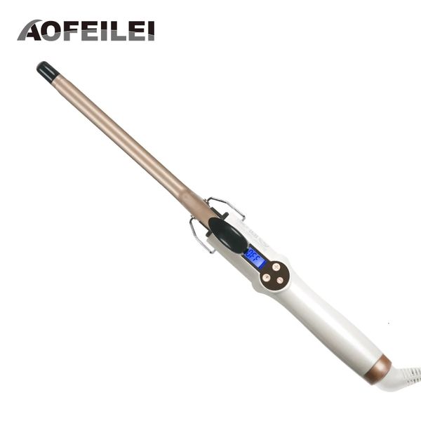 Irons de curling Aofeilei Professional Curling Iron Curamic Curling Wand Roller Beauty Styling Tools com LCD Display 9mm Hair Maller 230822