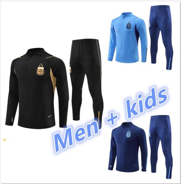 24 Estaras Argentina Treinamento Argentina Treinamento Jersey Treinamento Camisa de futebol Di Maria 22 23 Men Kit Kit Kit Setes Desenings uniformes