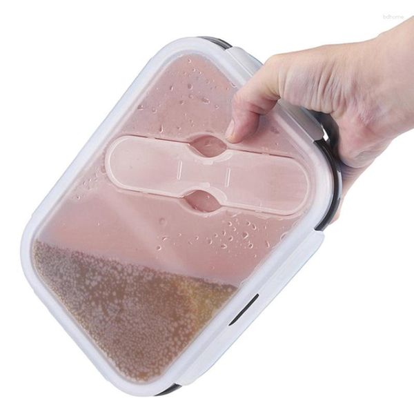 Set di posate per pranzo contenibili da pranzo contenitori in silicone bento con coperchio ermetico di grande capacità in lavastoviglie