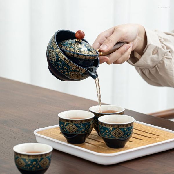 Kalça Şişeleri Ev Seramik Tersinir Çay Makinesi Tek Pot Anti-ölçeklendirme Çaydan Tapı Taşınabilir Set ve Bardak