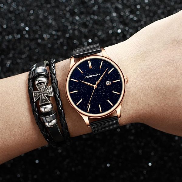 2020 Nuovo Fashion Crrju Orologi del marchio Orologi inossidabile in Gold Rose Women Ledies Casual Dress Quartz Owatch Reloj Mujer283K