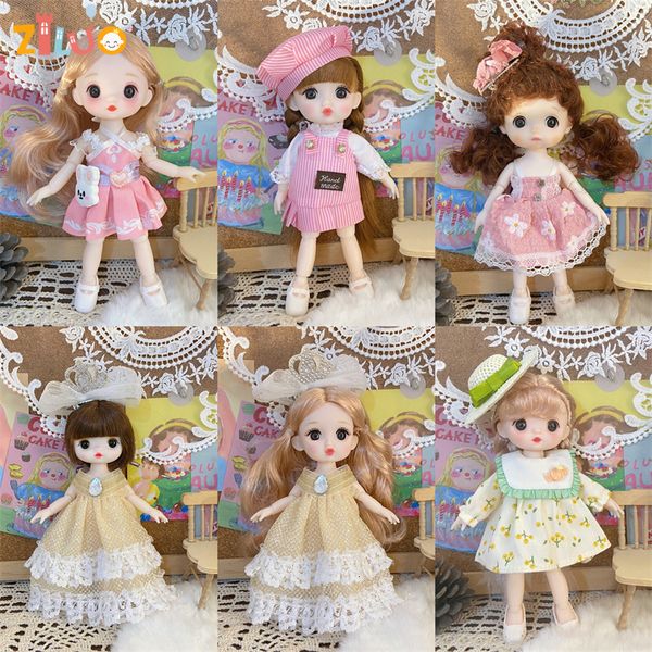 Куклы 16см игрушки кукол для 18 Bjd милые модные девочки с шляпой с одеждой с одеждой полные комплекты наряжать детские подарки на день рождения 230822