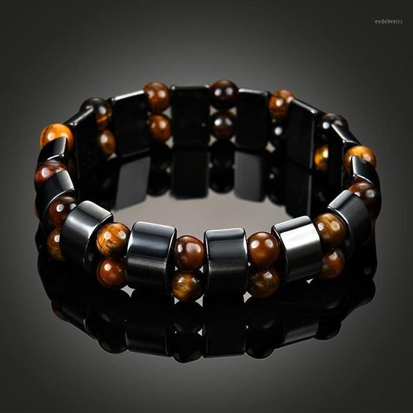 Outras pulseiras Pulseira de saúde de hematita magnética para homens homens magnetita preta Power Bangle Stone natural12452