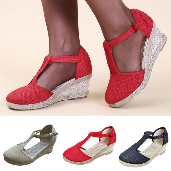 Respirável lazer moda sandálias casuais cunhas ao ar livre sapatos femininos verão conforto l5 26319