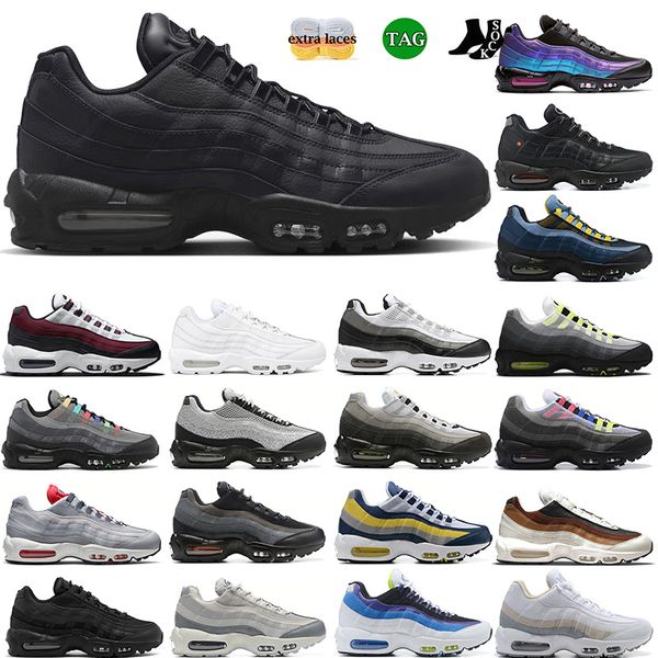 Outdoor 95 scarpe da corsa uomini 95s triplo bianco nero olog neon cristallo blu allevato di barbabietola scuro Solar fumio grigio addestratori da uomo grigi sneaker da esterno