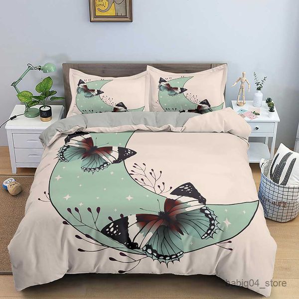 Conjuntos de cama Borboleta Impressão Conjunto de Cama Suave Respirável Capa de Edredão Com Caso Tamanhos Quilt Cover Home Textiles R230901