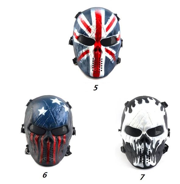 Maschere da casco tattico aeroft -soft paintball CS CS Game Full Face Protection Skull Party Mask Casco Game Army Game Outdoor Metal Mesh Shield Maschere