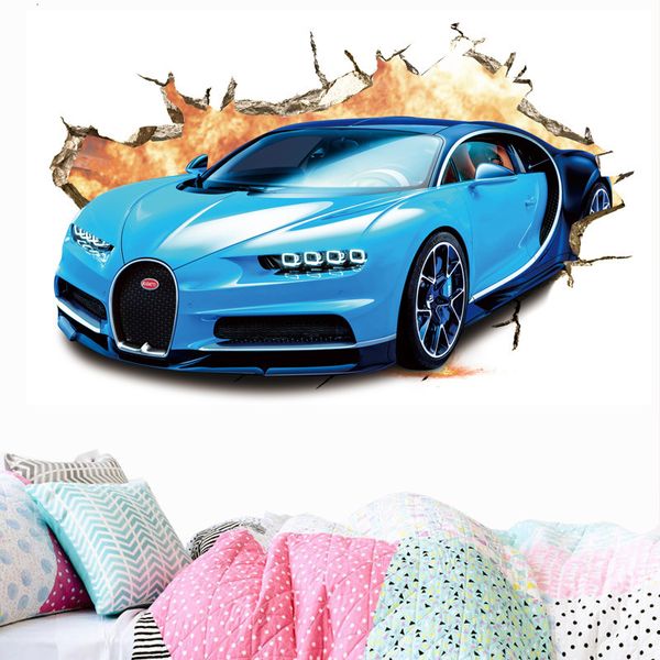 Wandaufkleber 3D Large Highend Sportwagen Aufkleber Kinderzimmer Boy Boy Traumfahrzeug Kunst Poster Wallpaper Geschenkdekoration 230822