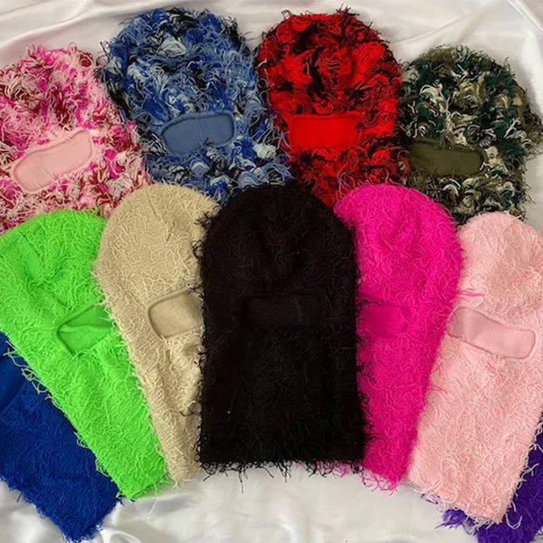 Beanieskull Caps Balaclava Sıkıntılı Kayak Tam Yüz Maskesi Örme Kükredilmiş Beanies Şapkalar Elastik Kapa Kış Sıcak Şişkinlik 230822