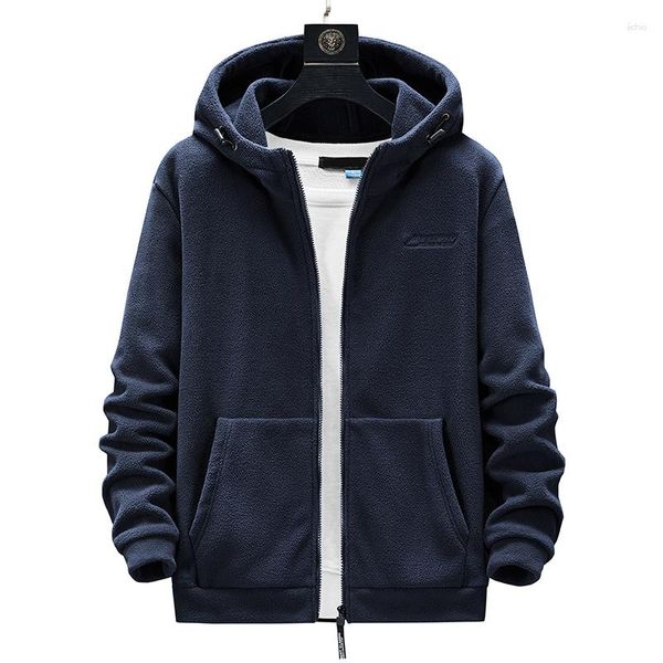 Jackets masculinos suéter coreano de primavera e inverno Large 8xl Loose Cardigan Sportswear Color Solid Color Casual Fleece Capeled Jacket Warm