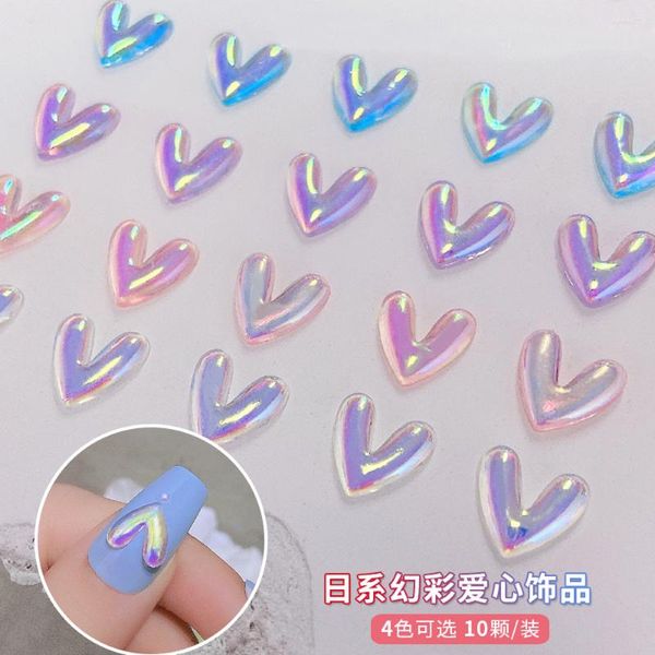 Decorações de arte da unha 10pcs aurora Fantasy Charms Love Heart Frame Glitter Design Decoração de Peach Pescos japoneses #1