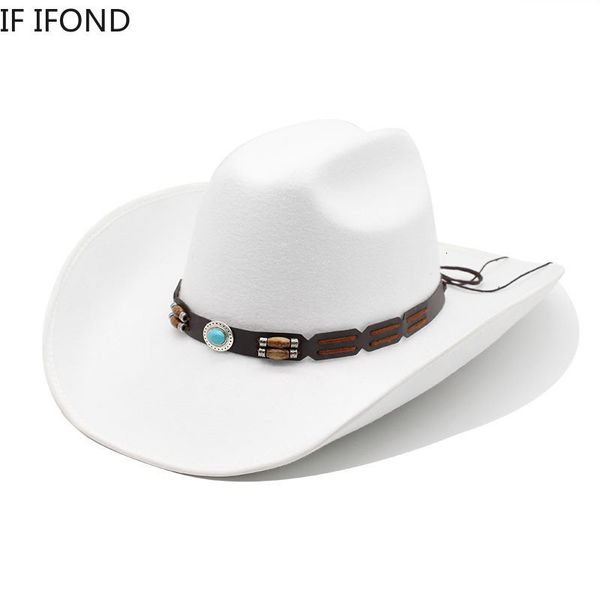 Chapéus de aba larga Chapéus de balde de lã artificial Cowboy ocidental para homens mulheres vintage ampla borda feltida fedoras gentleman jazz lady cowgirl tapt 230822