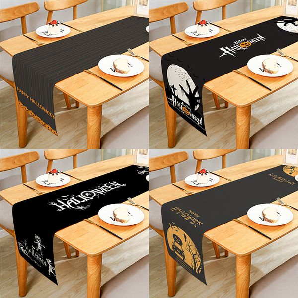 Table Runner Simple Halloween Ghost Mummy Cartoon Linen Stampato Copertina di stoffa da tavolo Cover Anti-Slip per Dinner Festival Decor 230823