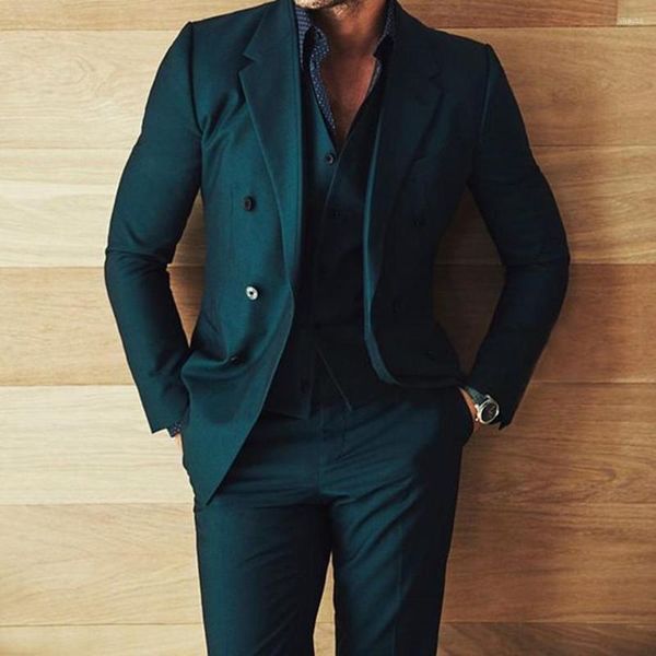 Herrenanzüge Neueste Mantel Hose Designs Grüne Bräutigam Männer Anzug Slim Fit 3 -Tuxedo Custom Prom Blazer Terno Maskulino (Jacke Weste)