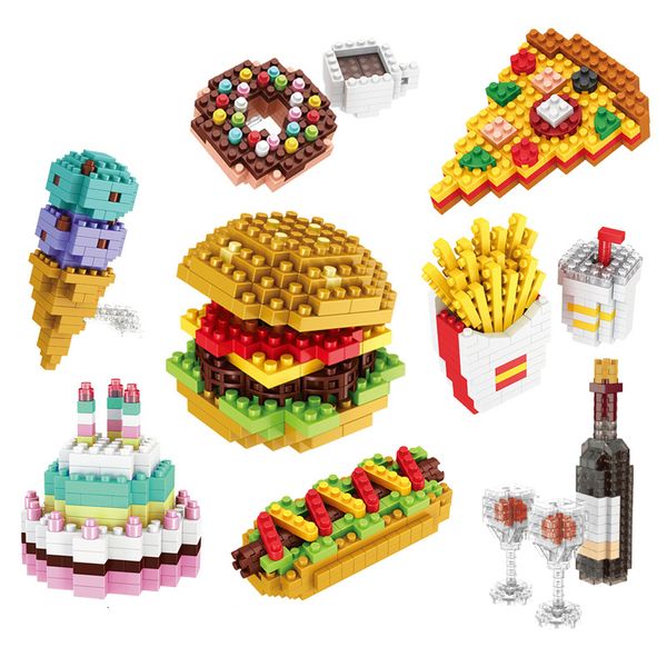 Bloklar moc fast food burger dondurma patates kızartması elmas diy bulmaca montaj süsü çocuk oyuncaklar tatil hediyesi 230823