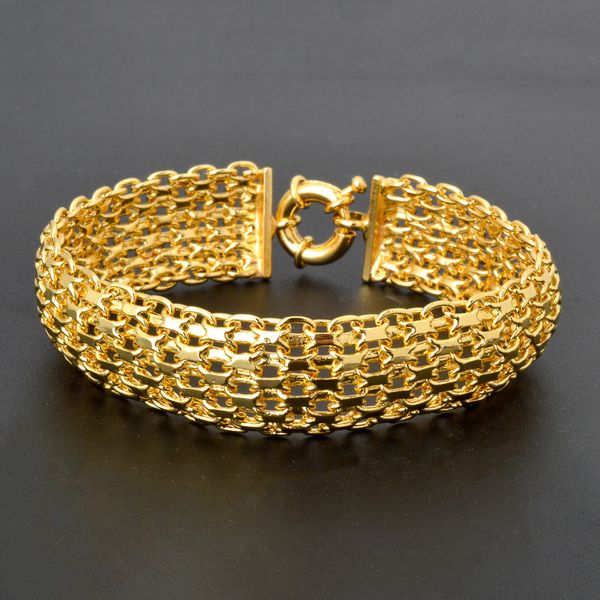 Bracelets de charme 18mm 18 mm Cadeia grande para homens Mulheres pulseira de ouro Prazado de ouro Rolo Rolo Cabo Link Catenary Fashion Gross Bangle 230822