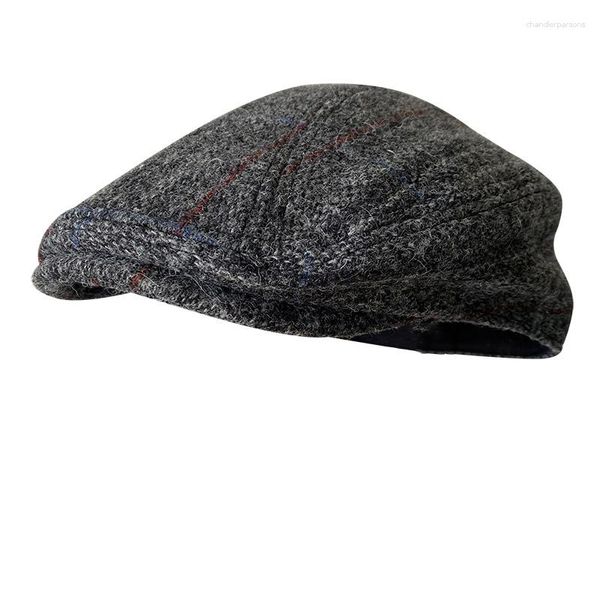 Berretti di lana pura di lana di lana inverno di alta qualità Cappelli sboy di aringa ottagono berretto grigio per uomini a quadri da donna gatsby cappello piatto blm384