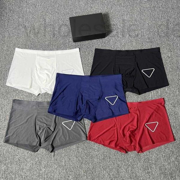 Underpants Designer 5pcs Männer Boxer elastischer nahtloser Mann Unterwäsche Solid Farbe sexy atmungsaktive Herren unterwärt Markenboxer bequem Hlze