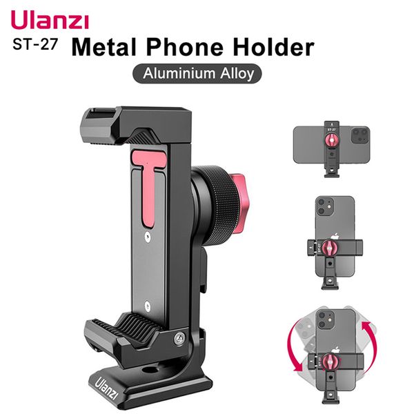 Flash Brackets Vijim Ulanzi St 27 Metall Telefonhalter Klemme mit kaltem Schuh Arca 360Rotable Stativ -Mount -Clip für Tiktok Vlog P ography 230823