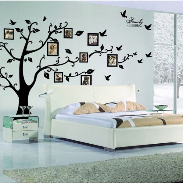 Наклейки на стенах Большие 200250см 7999IN Черный 3D DIY PO Tree PVC PVC Decalshesive Family Art Art Decor 230822