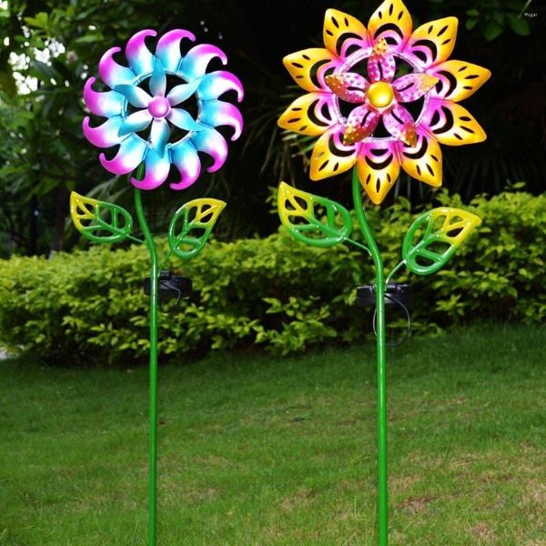 Decorazioni da giardino a solare lampada a vento per esterni a vento spinner colorati luci del cortile decorazione per pavone