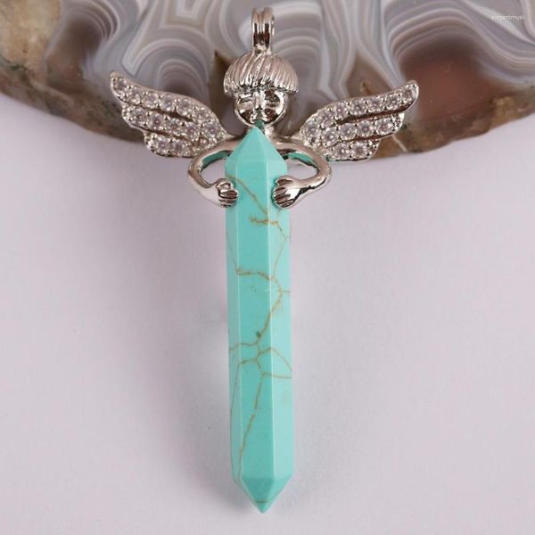 Collane a sospensione Turquoise Stone Bead Gem Lucky Angel Jewelry S3019