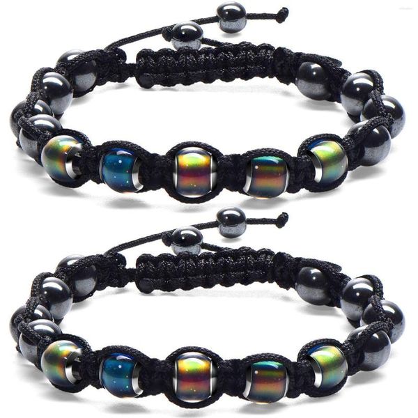 Bracciale unico a mano con motblead e perle che cambiano a colori sensibili alla temperatura per uomini donne-