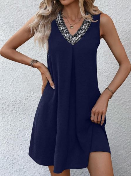 Lässige Kleider Frauenschichtkleid knielange ärmellose farbenschichtige Frühlings Sommer Lose Größe 2023 Schwarz lila Marine Blau