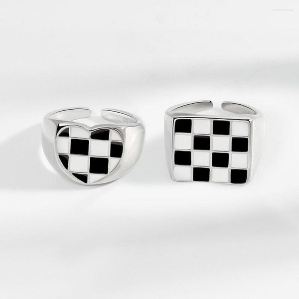Anéis de casamento Chegada de xadrez romântico Love Design Heart Platinum Plated casal Jewelry For Mull Men Gifts No Fade