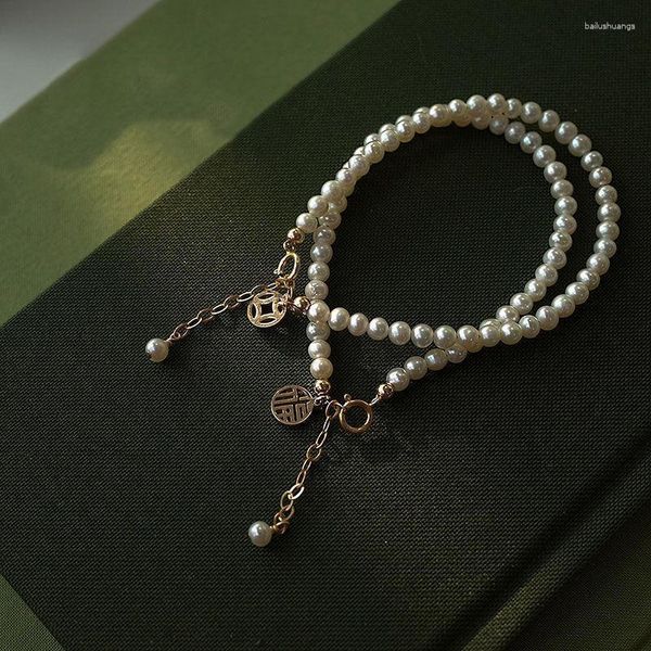Bracelets de charme kadrufi luxo de 8mm imitação pérola pérola lucky miscelt binelet for women vintage insear chinês de jóias pendentes do presente
