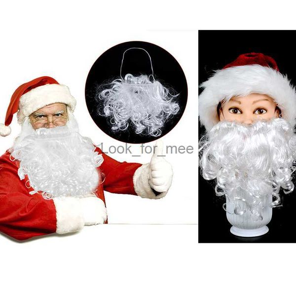 1Set Santa Beard und Weihnachtshut weißer gefälschter Bart Santa Claus Beard für Cosplay Weihnachtsgeschenke Party Performance Supplies HKD230823