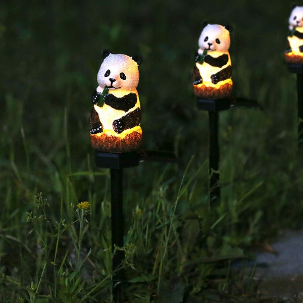 Decorações de jardim 1pcs solar luzes luminárias externas corujas parrot panda lâmpada de estátua à prova d'água LED LED LEDRON