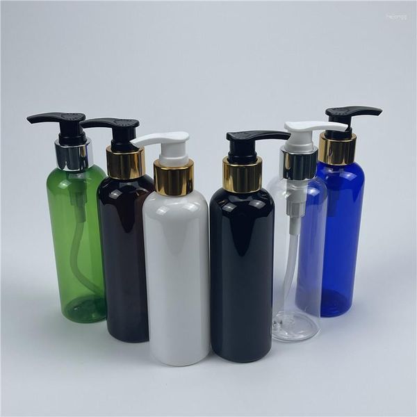Bottiglie di stoccaggio multicolore 200 ml x 30 oro con colletto d'oro contenitore di plastica cosmetica in plastica vuoto gel shampoo sub-bottling